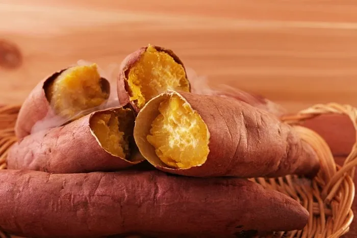 Whole baked sweet potatoes