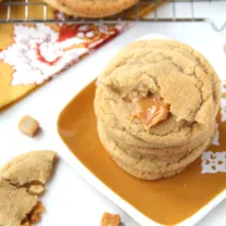 Soft and Chewy Caramel Filled Snickerdoodle Cookies