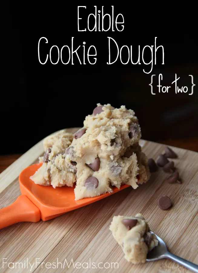 Edible Cookie Dough Recipe on a orange spatula 
