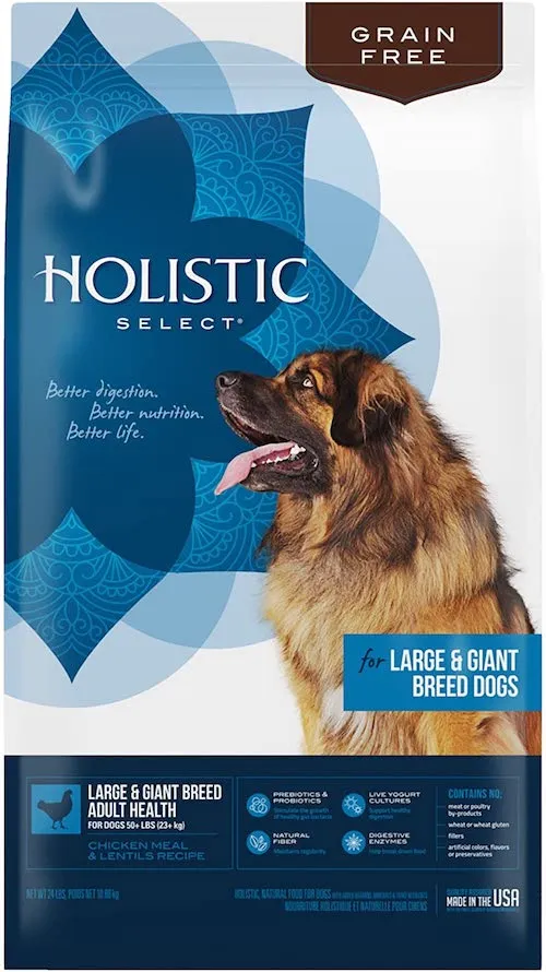 Holistic Select Large and Giant Breed Adult Health Chicken Meal and Lentils Recipe