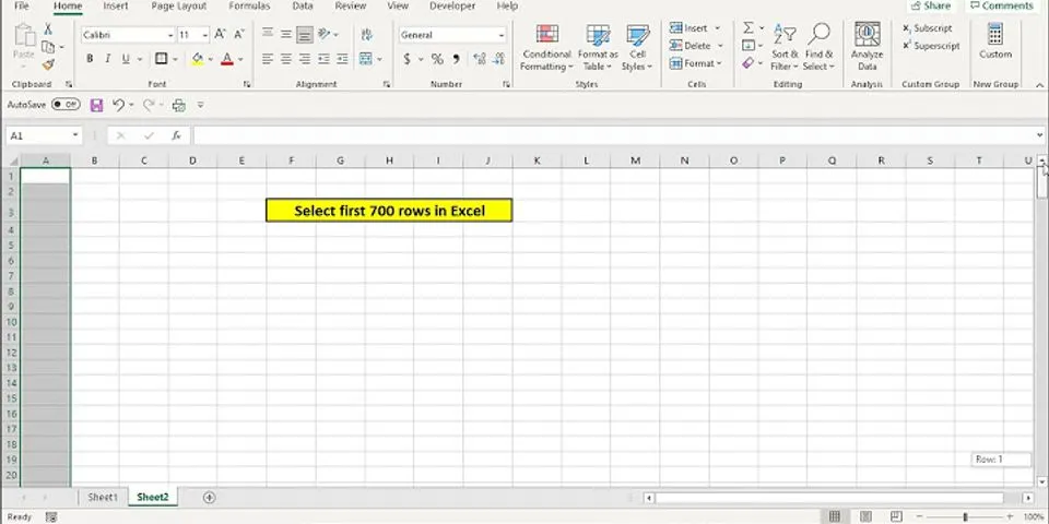 How to select first 50000 rows in Excel