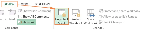 Unprotecting an Excel sheet